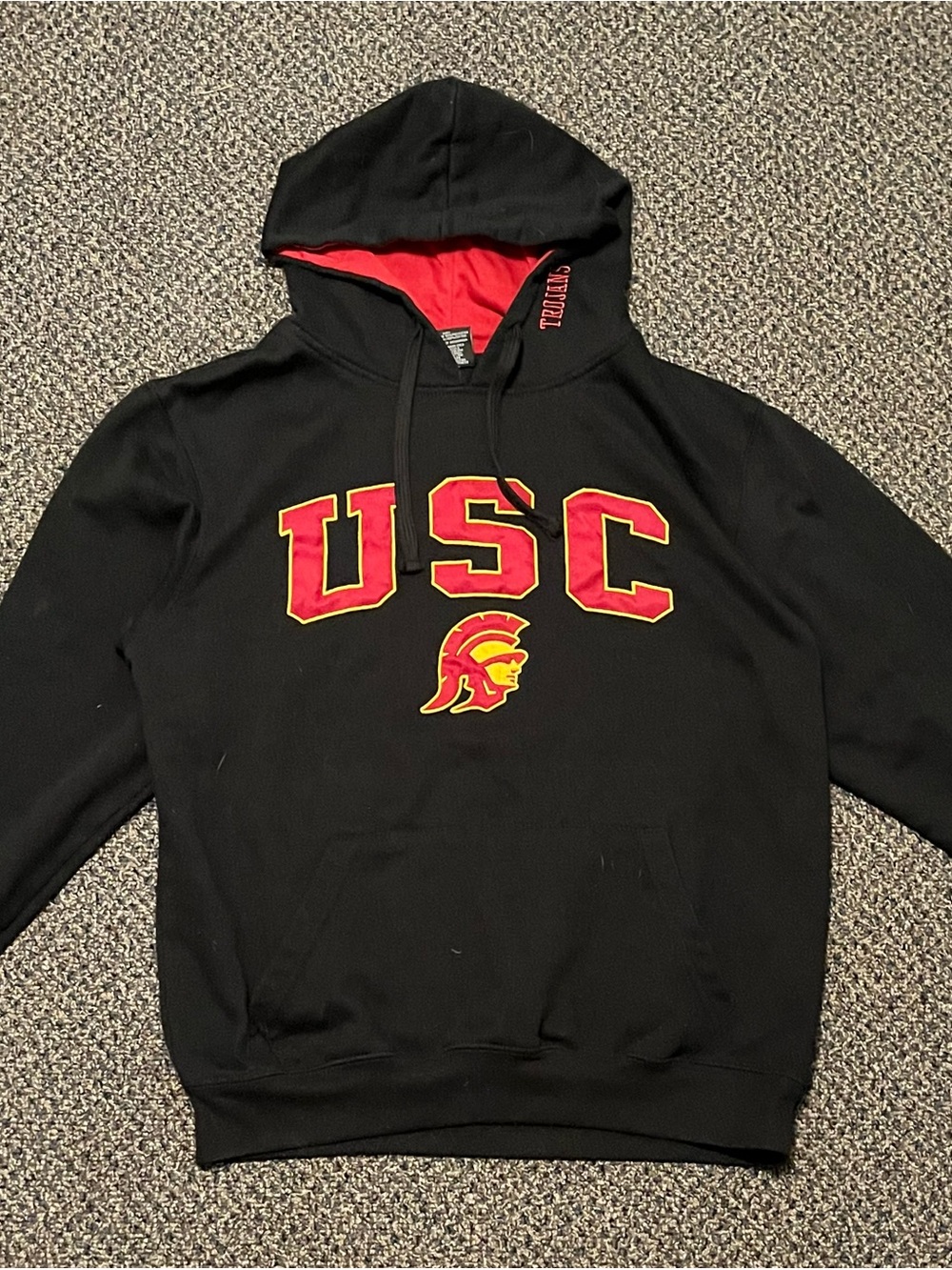 Colosseum Black Hoodie with Red and Gold USC Crest